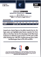 Cedric Coward Topps Chrome - Refractor 261 NM (Back)