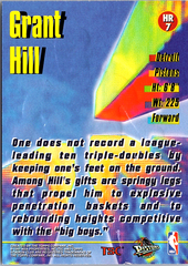 1996-97 Stadium Club - High Risers Grant Hill HR7 Basketball Detroit Pistons (Back)