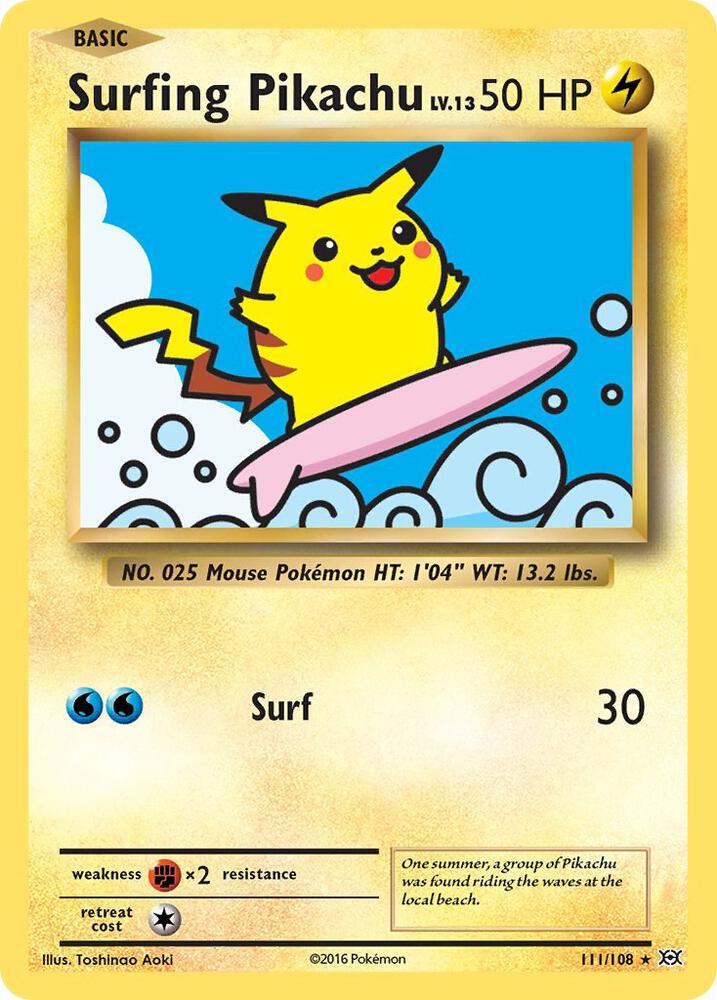 Surfing Pikachu Secret Rare XY - Evolutions 111/108 NM