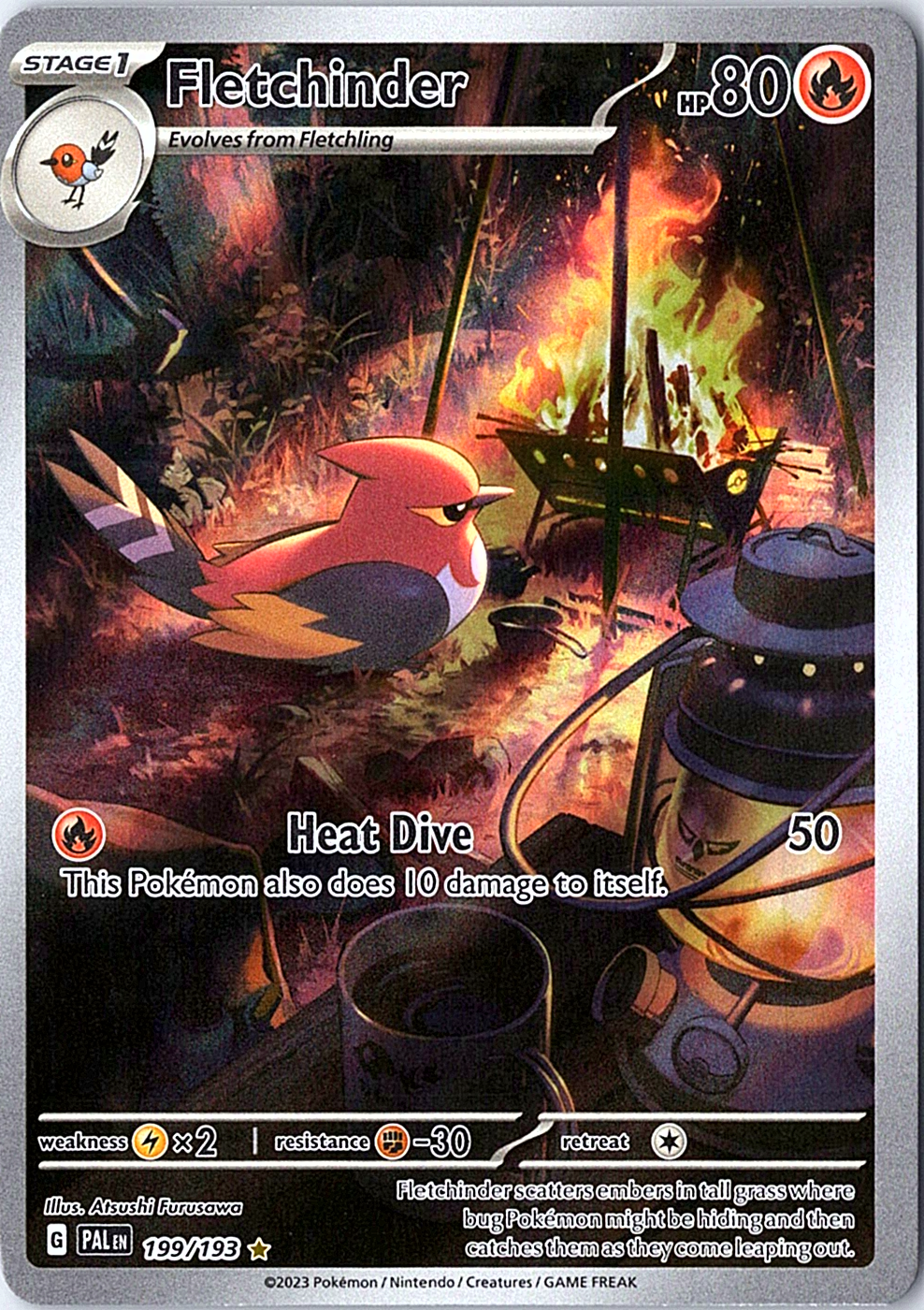 Fletchinder Illustration Rare SV02: Paldea Evolved 199/193 NM