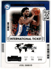 2021 Panini Contenders International Ticket Joel Embiid Card 21 Default Title