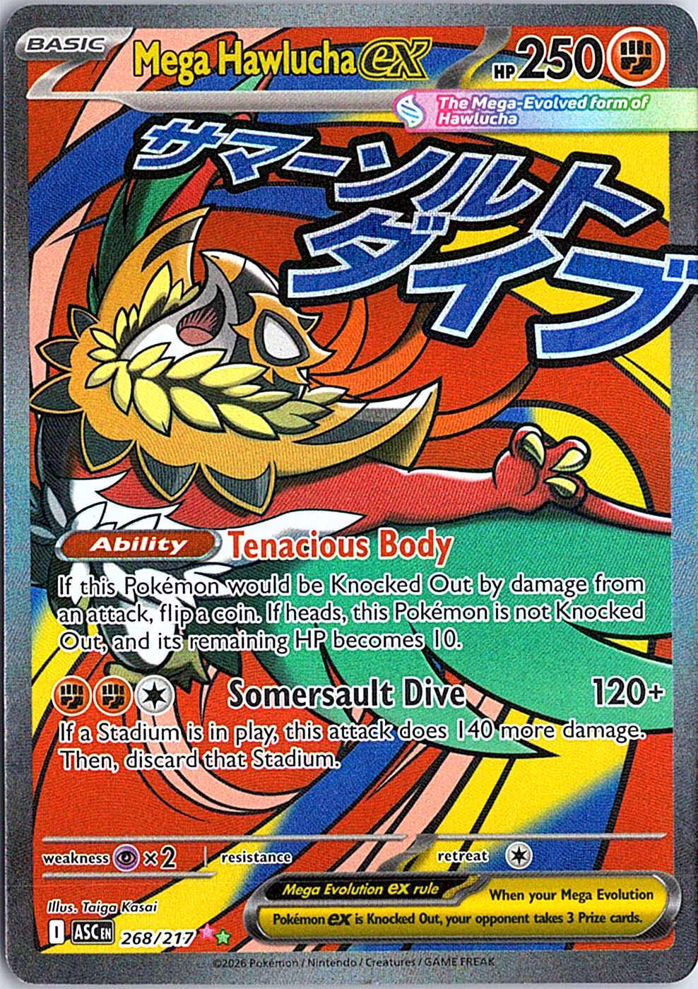 Mega Hawlucha ex Mega Attack Rare ME: Ascended Heroes 268/217 NM
