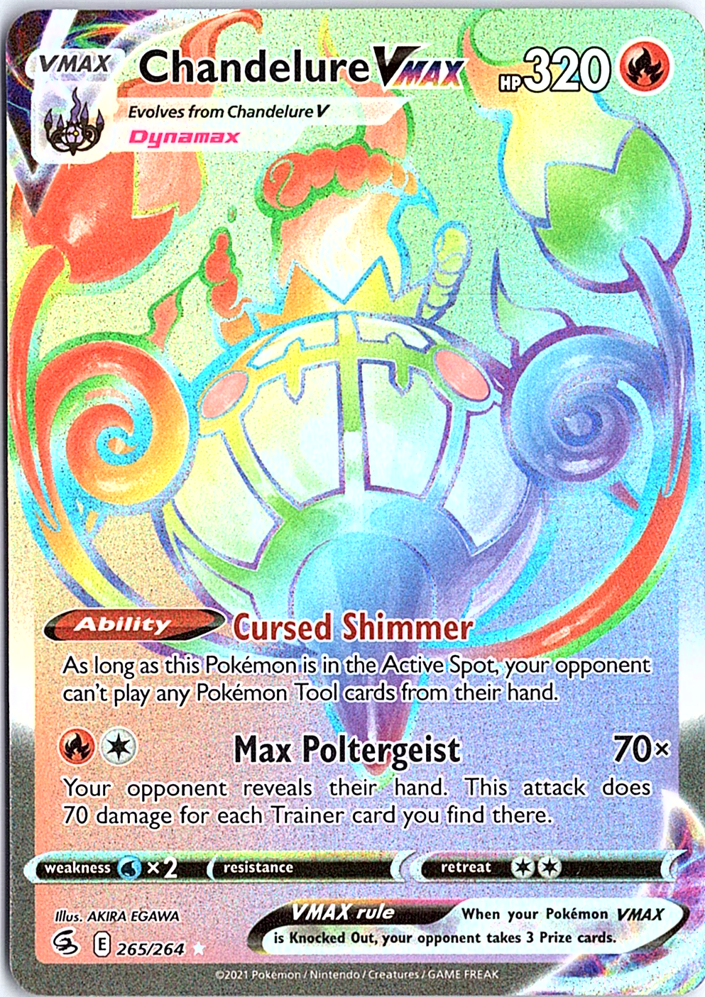 Chandelure VMAX (Secret) Secret Rare SWSH08: Fusion Strike 265/264 NM