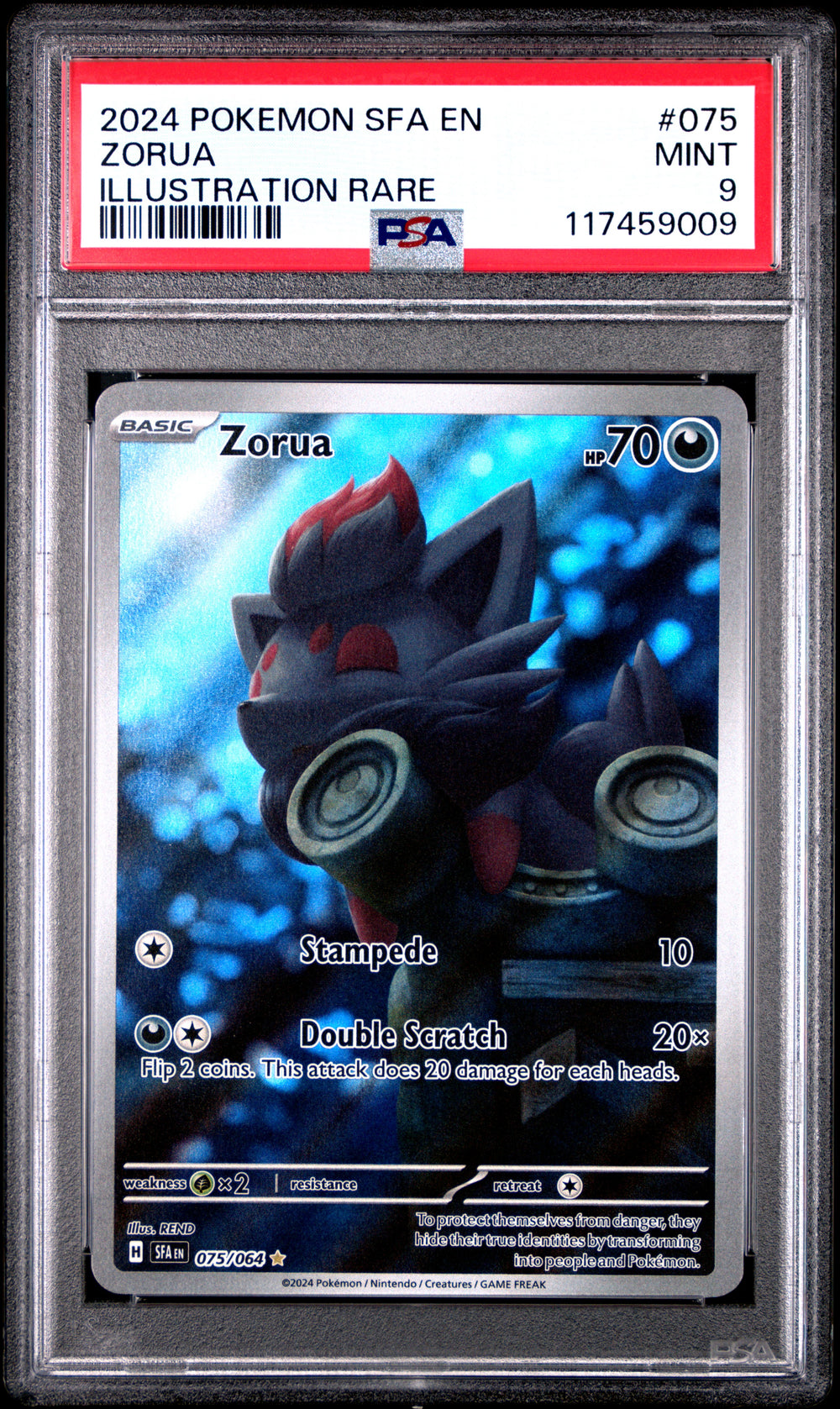 2024 Pokemon Sfa En-Shrouded Fable #075 Zorua Illustration Rare PSA 9