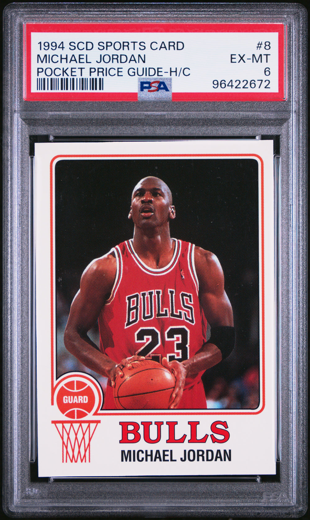 1994 Scd Sports Card Pocket Price Guide-Hand Cut #8 Michael Jordan Pocket Price Guide-H/C PSA 6