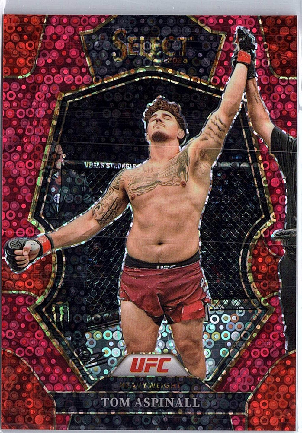 2023 Panini Select UFC #181 Tom Aspinall Red Disco Prizms #/99