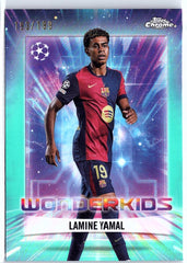 2024-25 Topps Chrome UEFA Club Competitions #WK-1 Lamine Yamal Wonderkids Green Refractor #/99