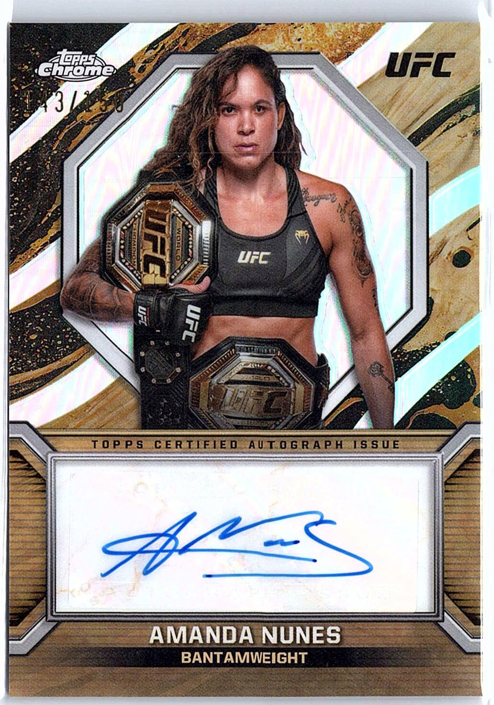 2024 Topps Chrome UFC #MOC-ANU Amanda Nunes Marks of Champions Autographs Refractor #/150