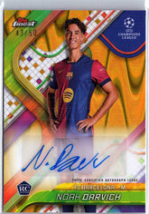 2024-25 Finest UEFA Club Competitions #BA-ND Noah Darvich Base Autographs Gold Wave Refractor #/50
