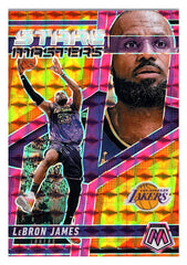 2024-25 Panini Mosaic #18 LeBron James Stare Masters Pink Mosaic #/149