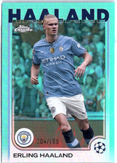 2024-25 Topps Chrome UEFA Club Competitions #9 Erling Haaland Aqua Refractor #/199
