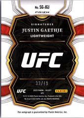 2023 Panini Select UFC #SG-JGJ Justin Gaethje Signatures Purple Prizms #/49