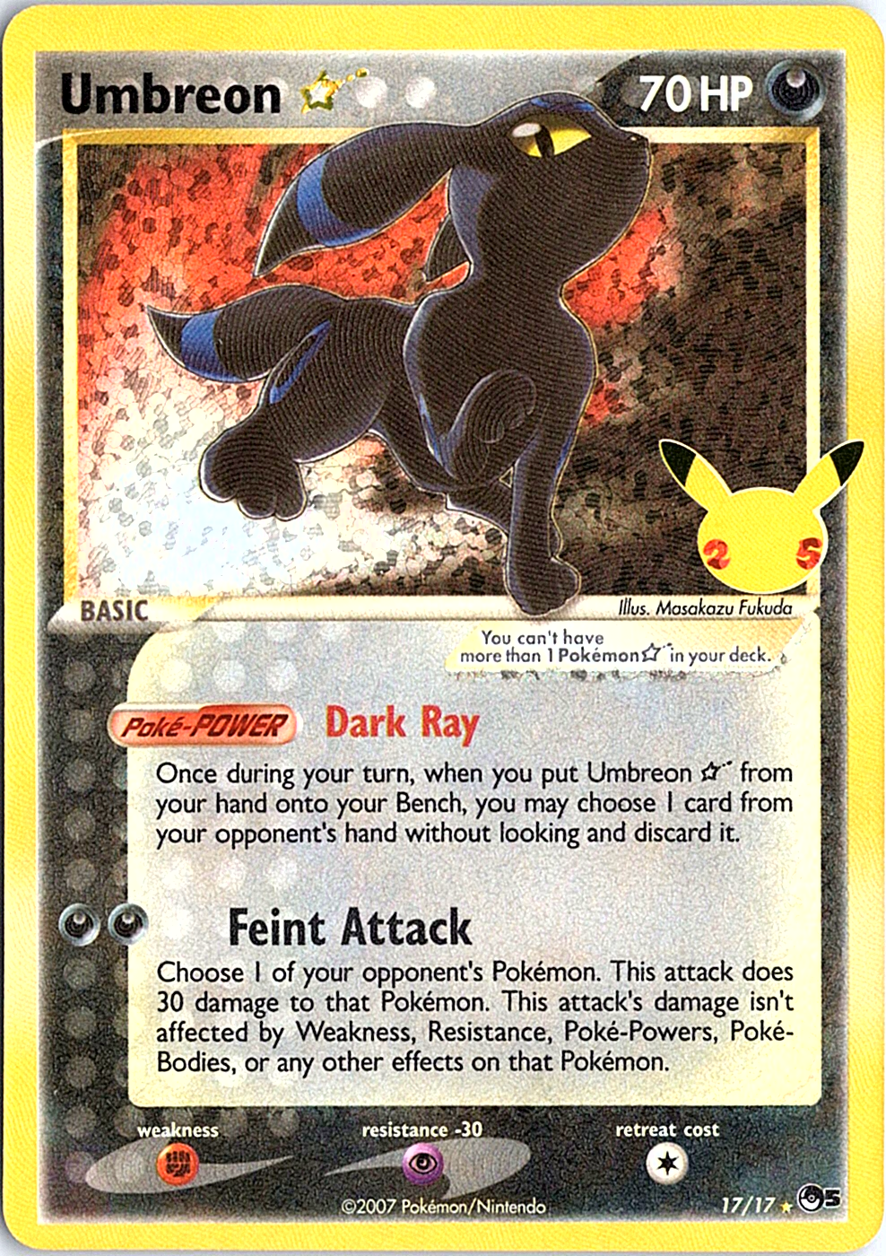 Umbreon Star Classic Collection Celebrations: Classic Collection 17/17 NM