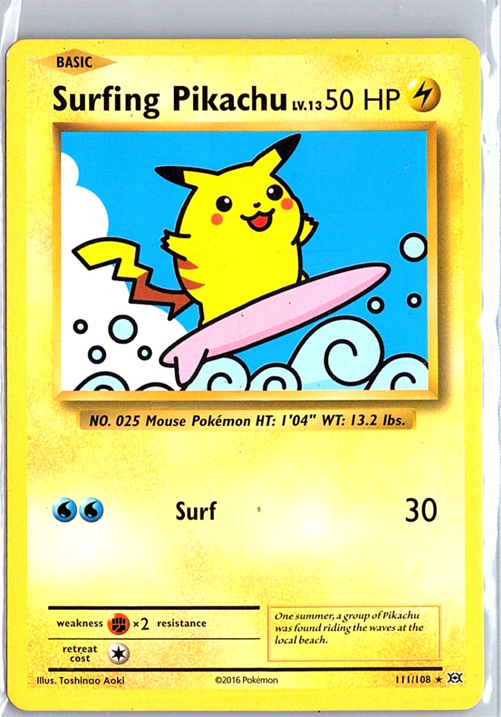 Surfing Pikachu Secret Rare XY - Evolutions 111/108 NM
