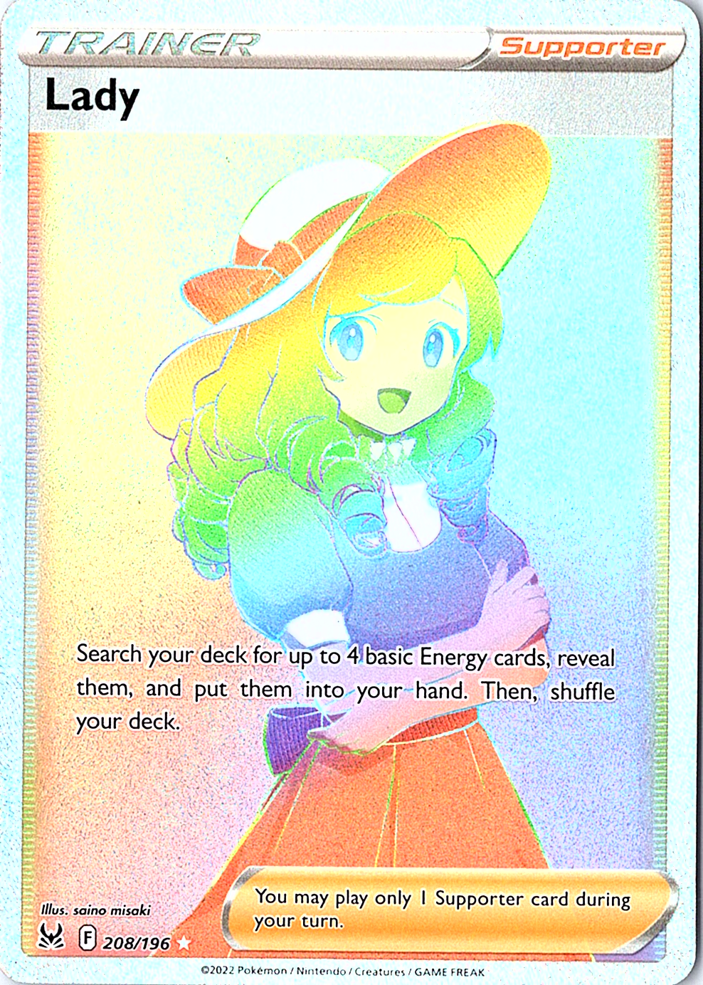 Lady (Secret) Secret Rare SWSH11: Lost Origin 208/196 NM
