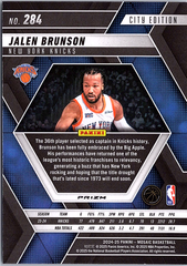 Jalen Brunson Panini Mosaic - Genesis Mosaic 284 NM (Back)