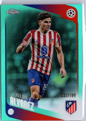 2025-26 Topps Chrome UEFA #154 Julián Alvarez Aqua X-Fractor #/199