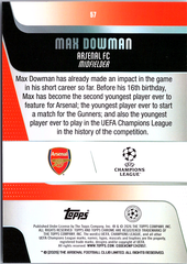 2025-26 Topps Arsenal Team Set Max Dowman 7 Soccer Arsenal FC (Back)