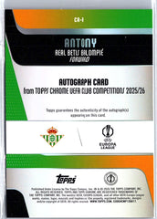 2025-26 Topps Chrome UEFA Club Competitions #CA-A Antony Chrome Autographs