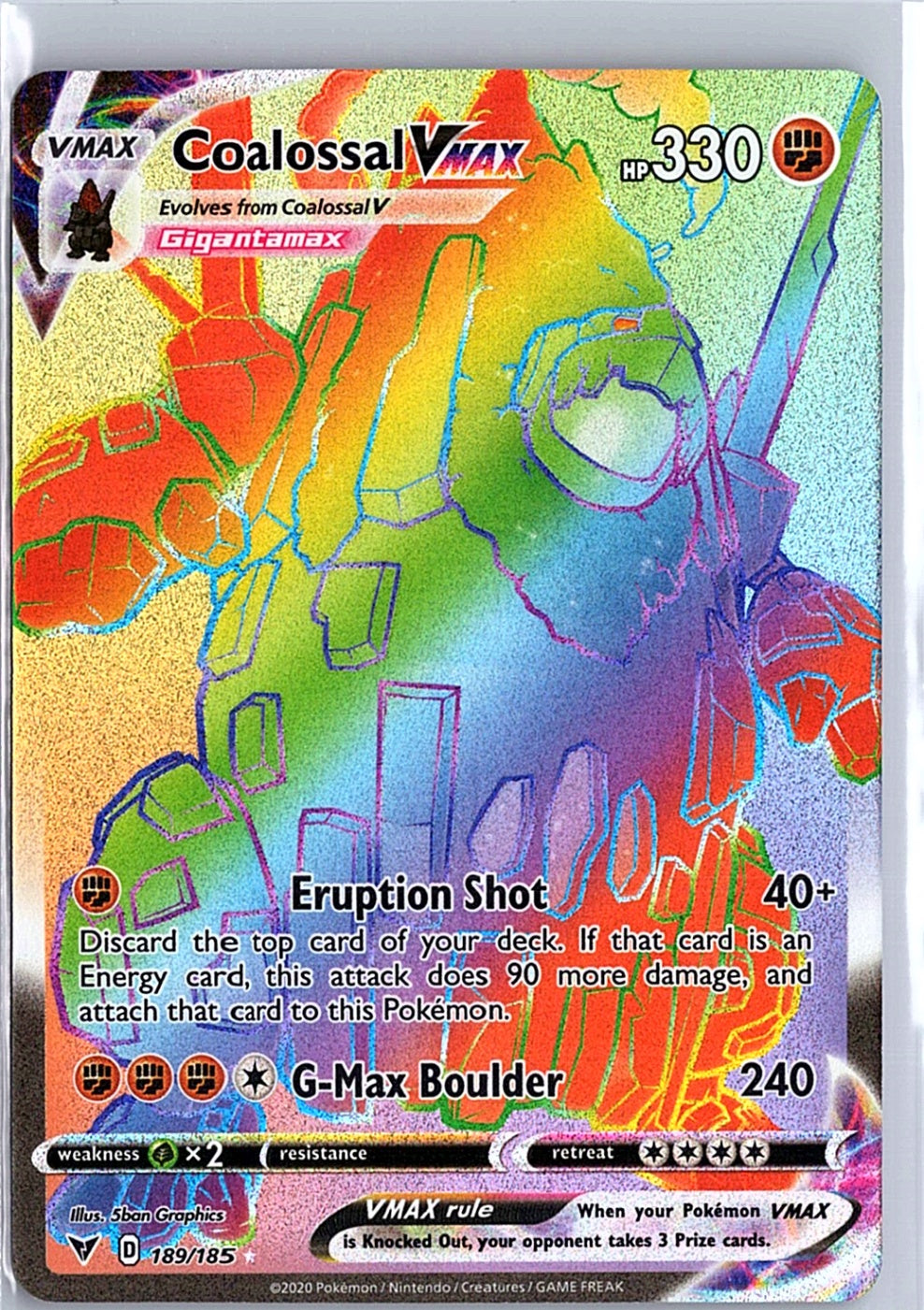 Coalossal Vmax - 189/185 - Secret Rare - Vivid Voltage - Pokemon Card