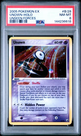 2005 Pokemon Ex Unseen Forces #B/28 Unown-Holo Unseen Forces PSA 8