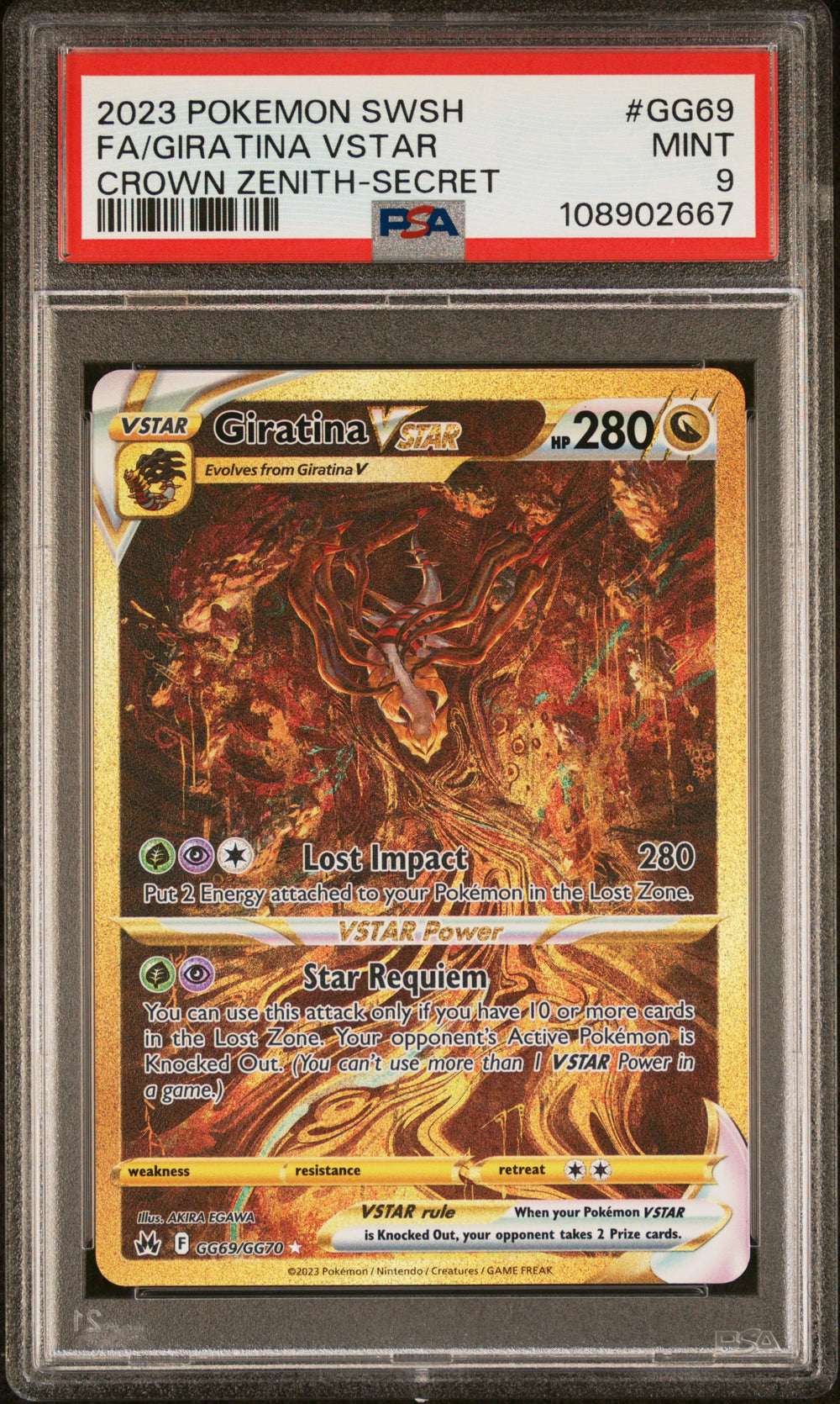 2023 Pokemon Sword And Shield Crown Zenith #GG69 Fa/Giratina Vstar Crown Zenith-Secret PSA 9