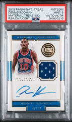 2015 Panini National Treasures Material Treasures Signatures Dennis Rodman PSA 9