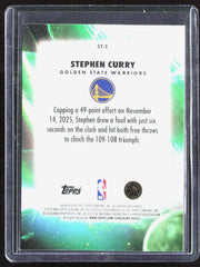 2025-26 Topps Chrome Update #ST-2 Stephen Curry Stratospheric Stars Green Refractor #/99