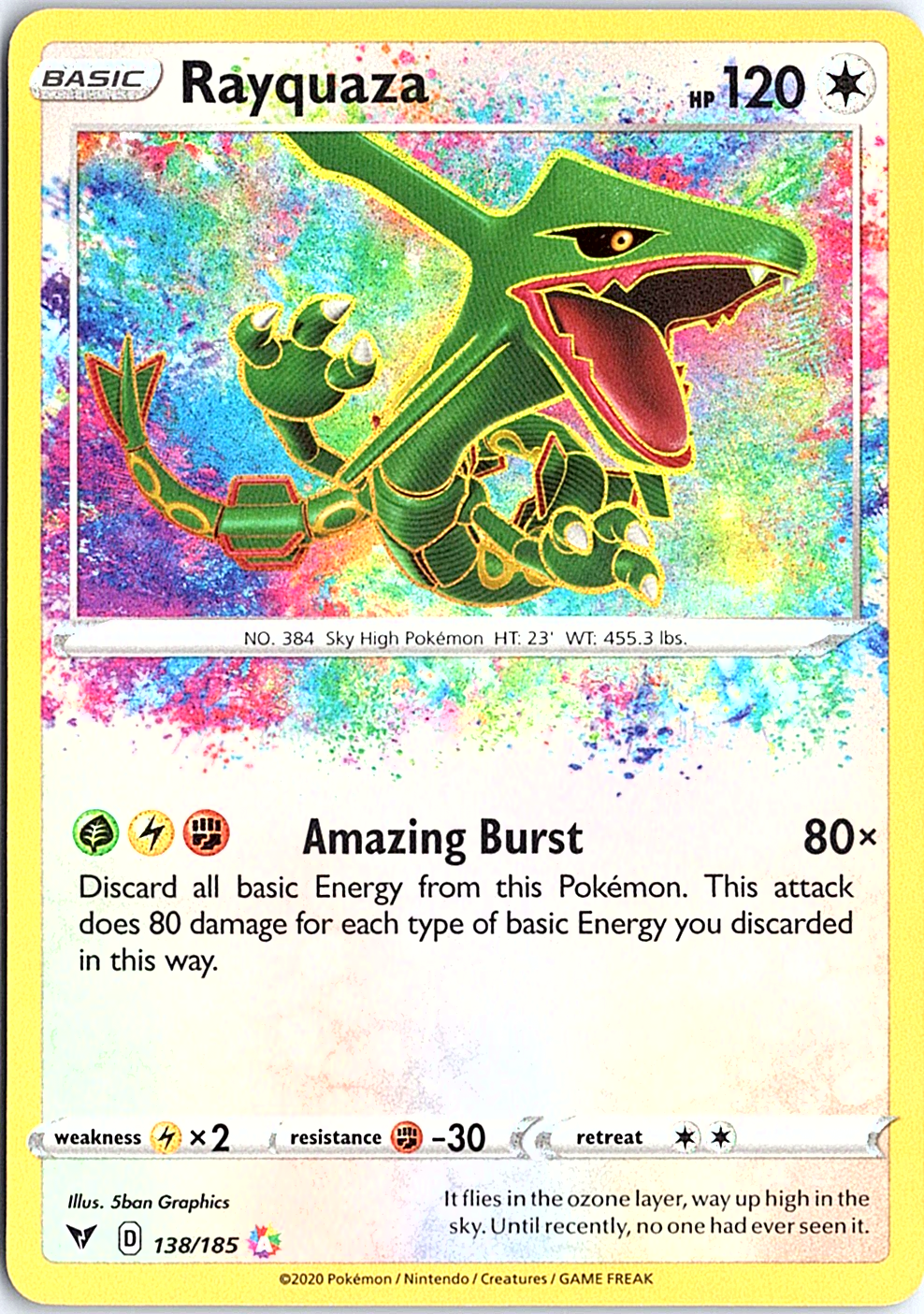 Rayquaza Amazing Rare SWSH04: Vivid Voltage 138/185 NM