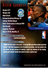 1995-96 Topps Gallery - Player's Private Issue Kevin Garnett 41 Minnesota (Back)