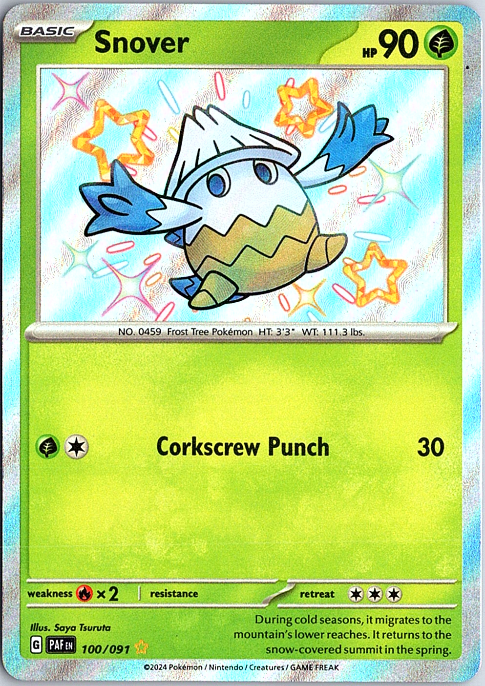 Snover Shiny Rare SV: Paldean Fates 100/091 NM