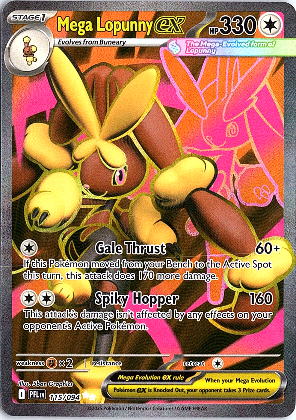 Mega Lopunny ex Ultra Rare ME02: Phantasmal Flames 115/094 NM