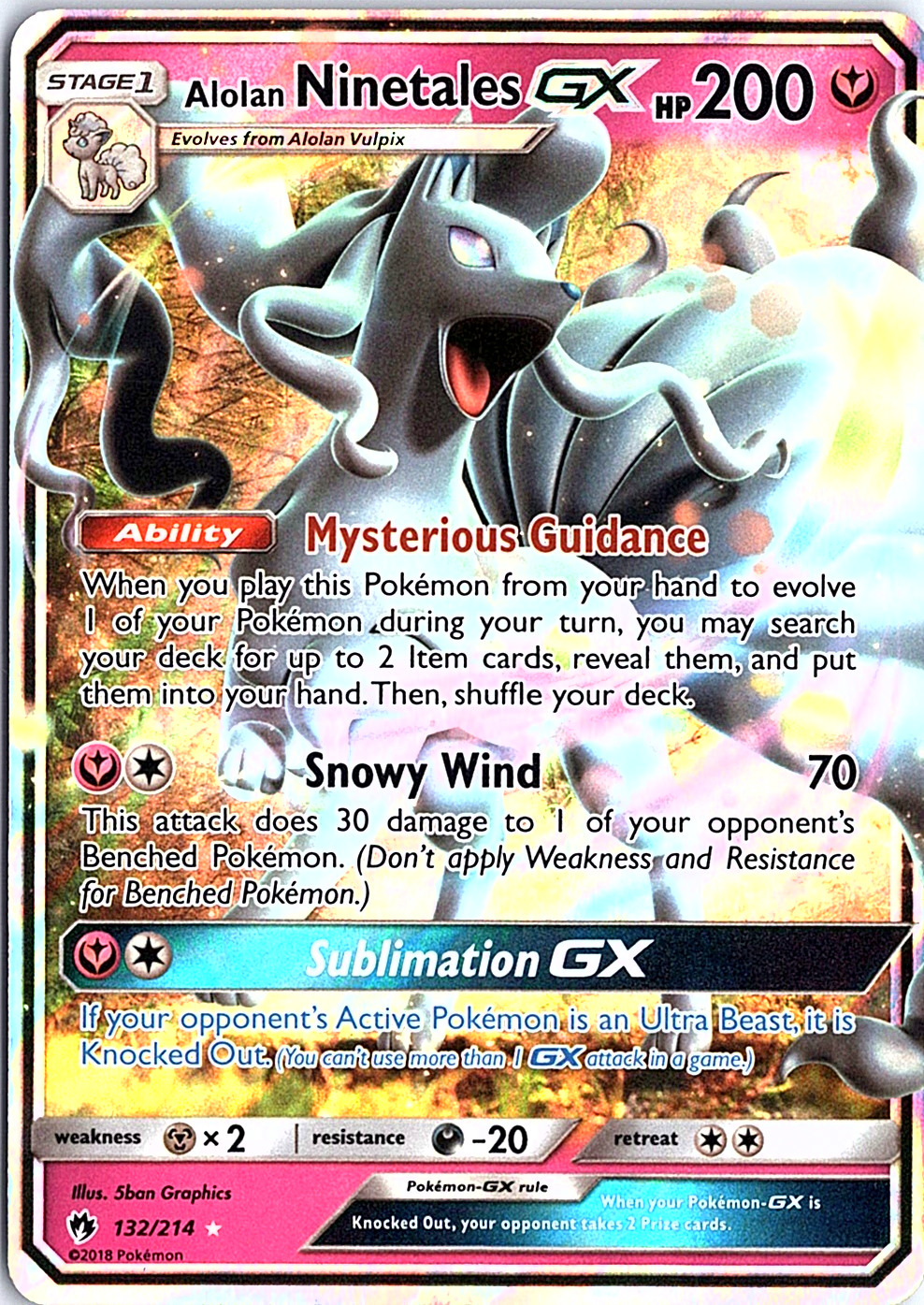 Alolan Ninetales GX Ultra Rare SM - Lost Thunder 132/214 NM