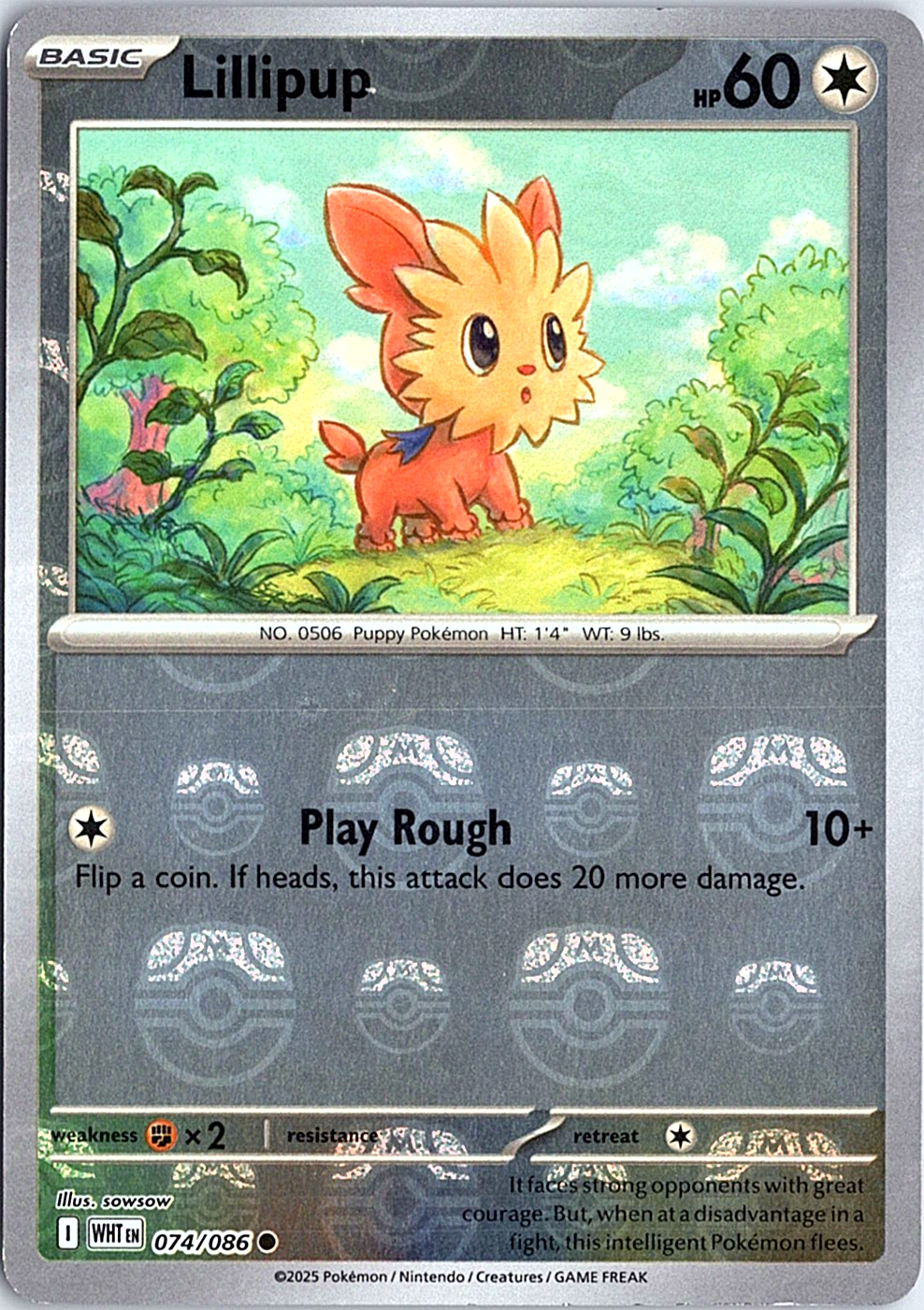 Lillipup (Master Ball Pattern) Common SV: White Flare 074/086 NM