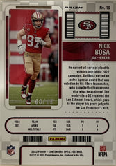Nick Bosa Panini Contenders Optic - Gold 19 NM (Back)