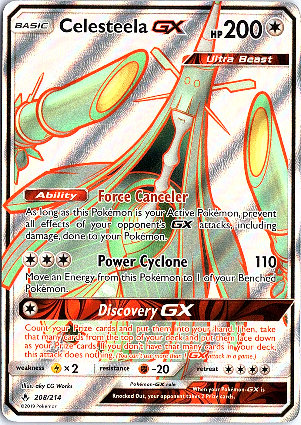 Celesteela GX (Full Art) Ultra Rare SM - Unbroken Bonds 208/214 NM