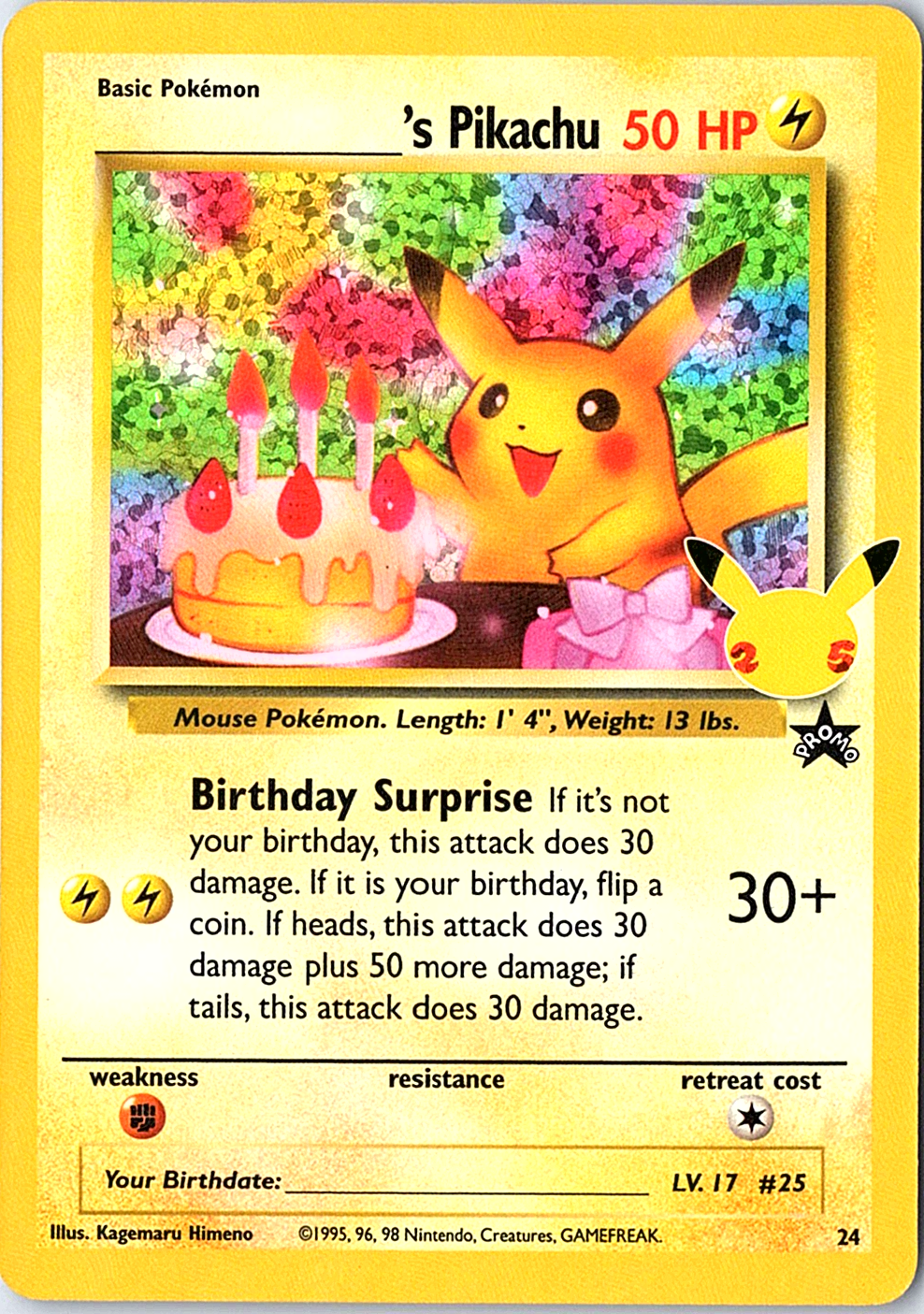 ______'s Pikachu Classic Collection Celebrations: Classic Collection 24/53 NM