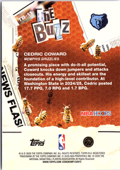 2025-26 Hoops - The Buzz Light Burst Black Cedric Coward TB-11 /10 Memphis (Back)