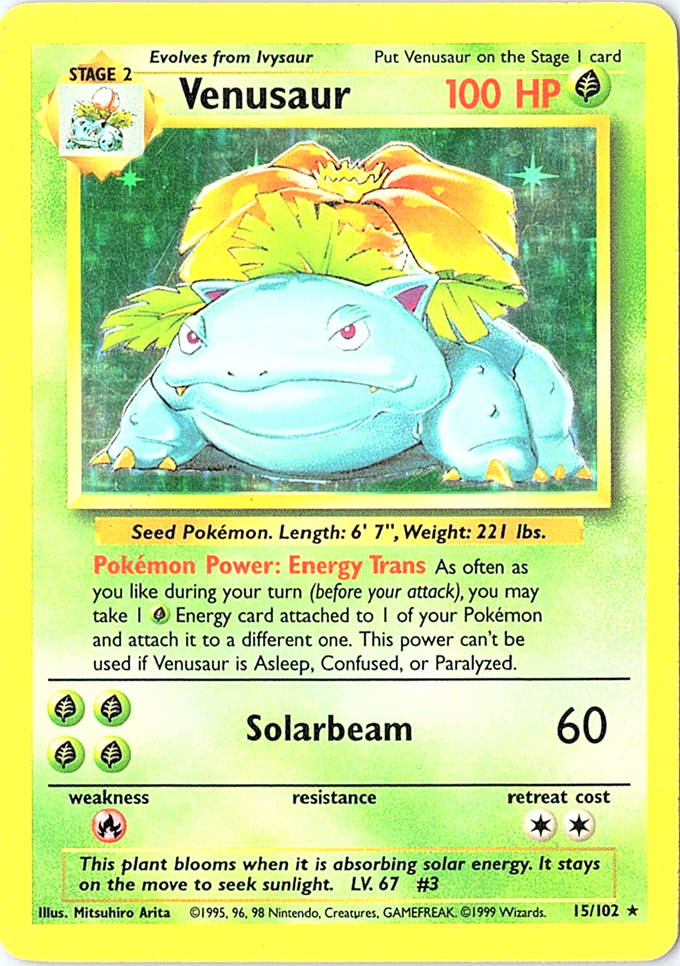 Venusaur Holo Rare Base Set 015/102 MP