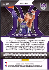 Tyrese Haliburton Panini Prizm - Silver Prizms 262 NM (Back)