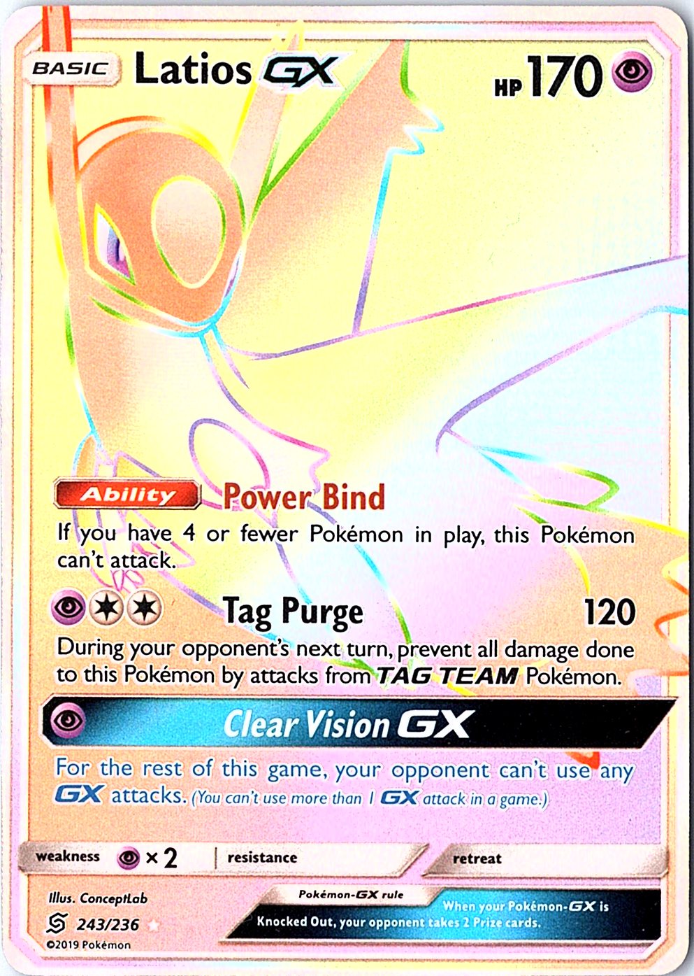 Latios GX (Secret) Secret Rare SM - Unified Minds 243/236 NM