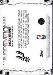 Dylan Harper Topps Chrome - Inspirational Aqua Refractor IP-19 NM (Back)