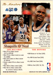 1996-97 Stadium Club - Topps Gallery Player's Private Issue Shaquille O'Neal (Back)