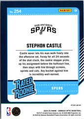 Stephon Castle Donruss Optic - Holo 254 NM (Back)