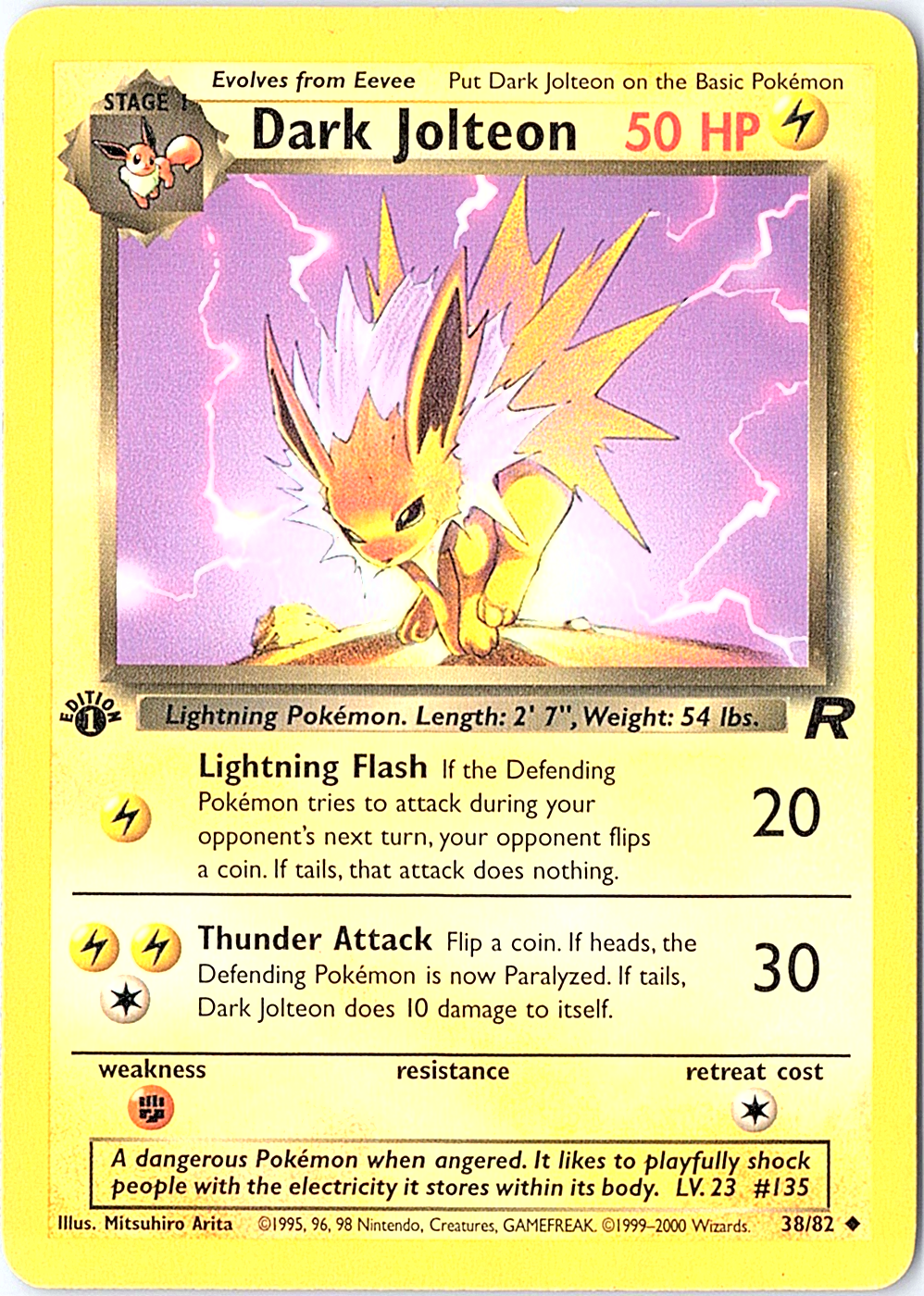 Dark Jolteon Uncommon Team Rocket 38/82 1st Edition LP