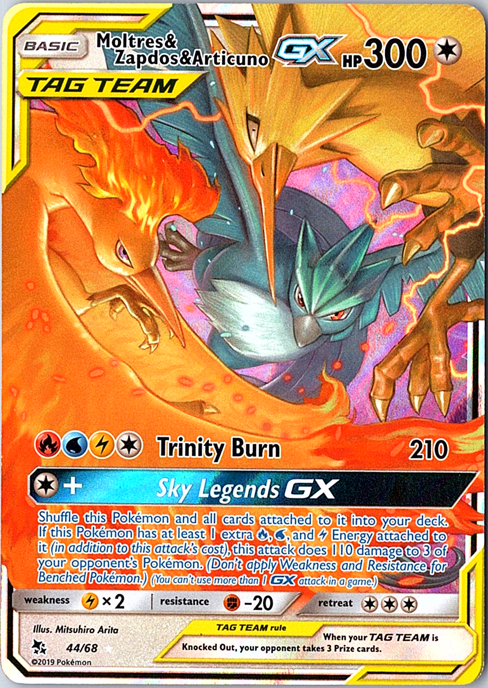 Moltres & Zapdos & Articuno GX Ultra Rare Hidden Fates 44/68 NM