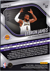 LeBron James Panini Prizm Black - White Prizms 52 NM (Back)