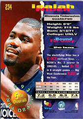 1993-94 Stadium Club - First Day Issue Isaiah Rider 234 Minnesota Timberwolves (Back)