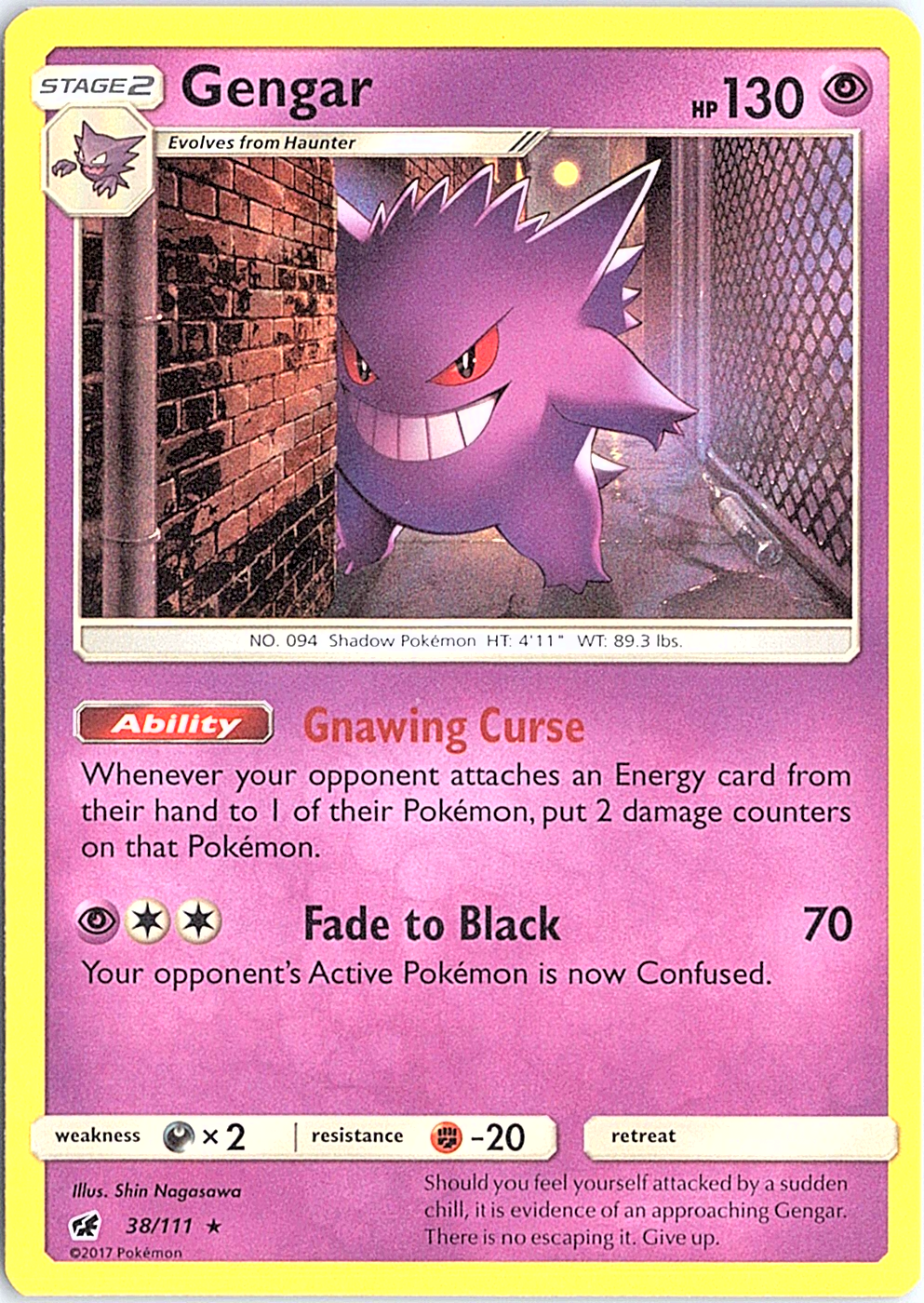 Gengar Holo Rare SM - Crimson Invasion 38/111 NM