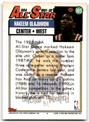 1992 Topps Hakeem Olajuwon Houston Rockets Card 105